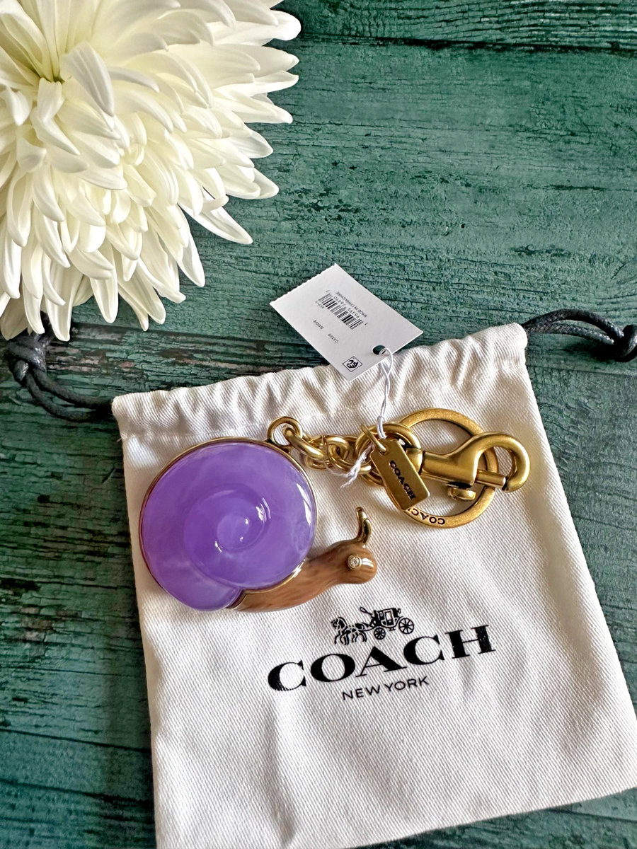 小物 Vintage Coach Initial R Purple Keychain Coach Snail Bag Charm Keychain Brass Purple Multi-Color CAX69 NWT