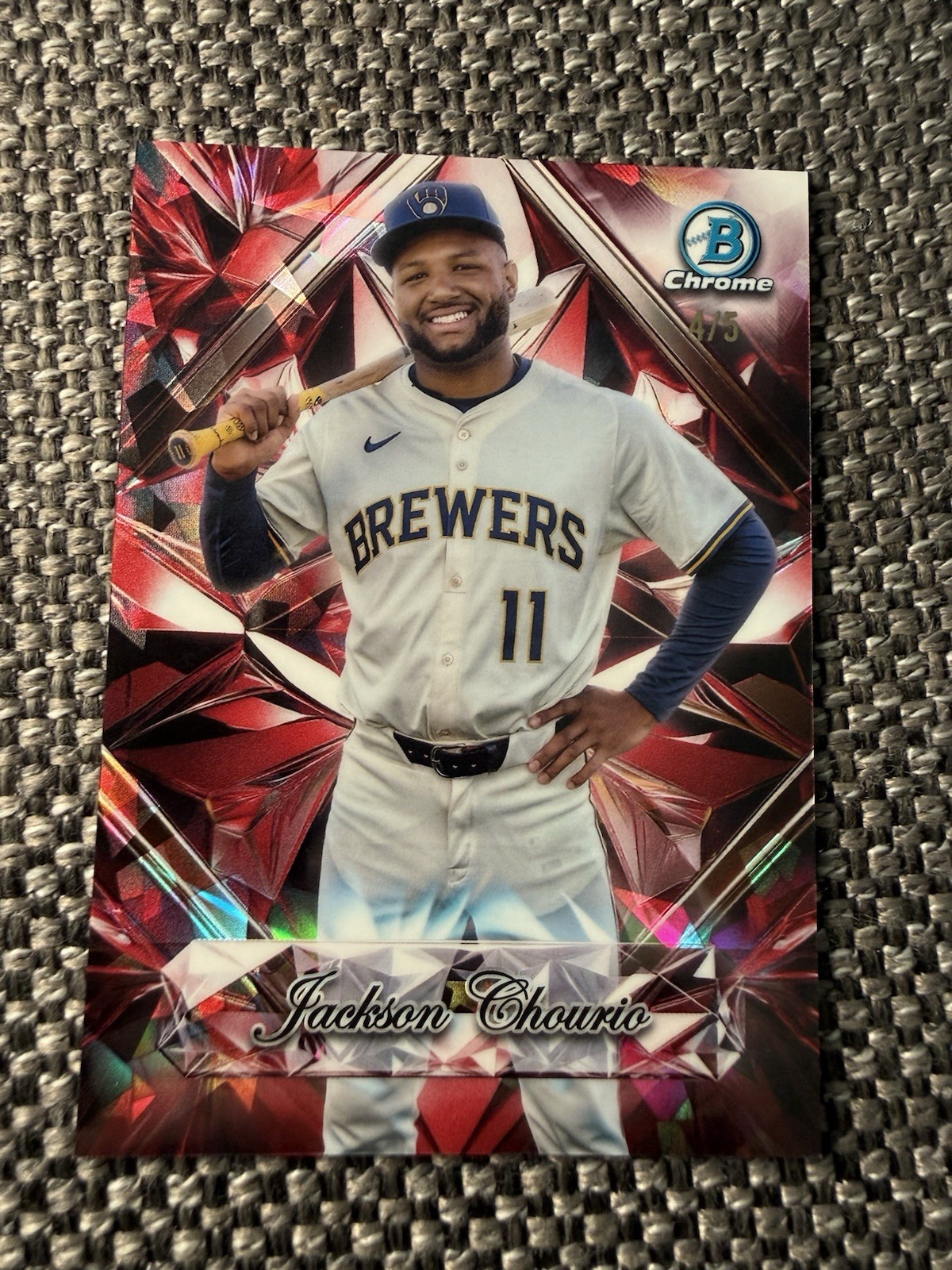 2025 Bowman Chrome Sapphire Jackson Chourio Selections Red Refractor /5