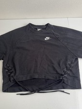 Nike Black Cropped Crop Pullover Crew Neck Dolman Sweatshirt Women s Sz S