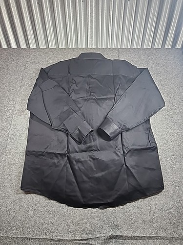 Paul Dione Mens 17 Black Sateen 100% Egyptian Cotton Long Sleeve Button Up Shirt - Picture 7 of 9