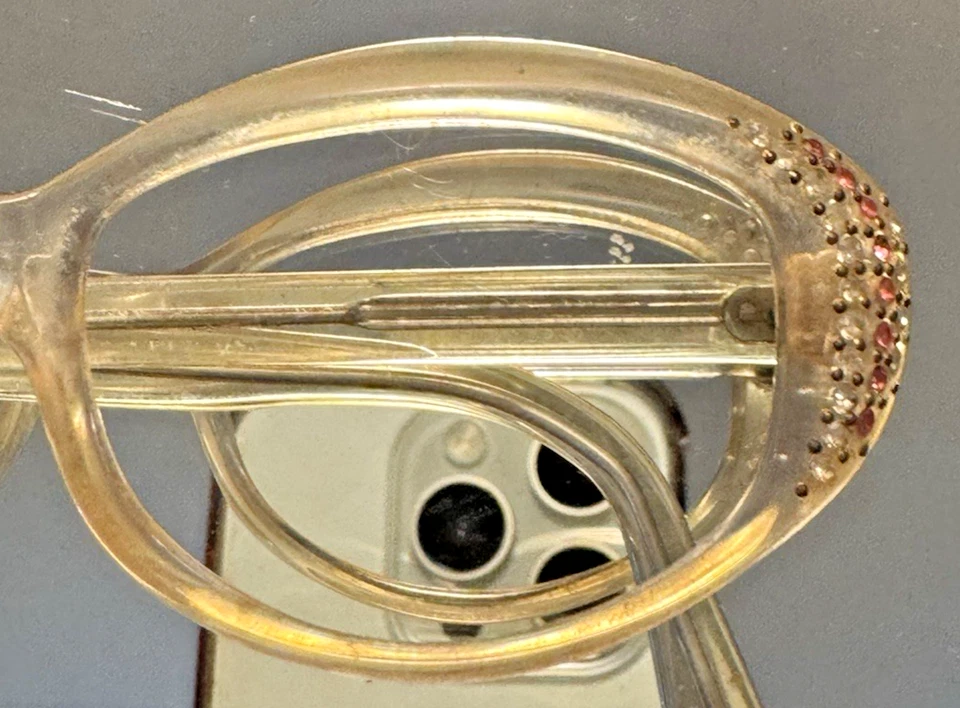 Gafas Swan vintage años 50 Lucite con pedrería rosa y transparente 5 1/2 EE. UU. Foto 3 de 4