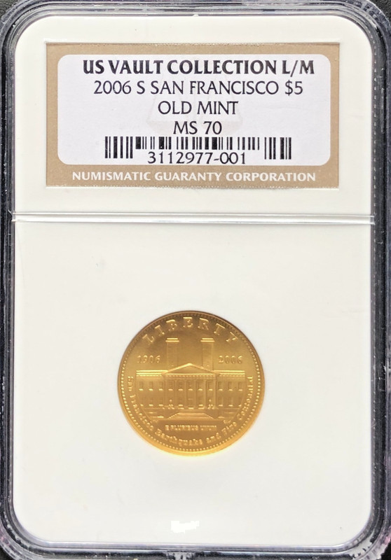 2006 S SAN FRANCISCO OLD MINT $5 GOLD COMMEMORATIVE NGC MS70 U.S. VAULT COLL LBL