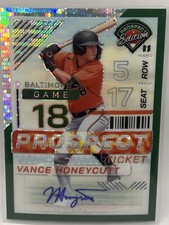 Vance Honeycutt Auto 7/25 2024 Panini Holo Prospects Ticket Green Pulsar