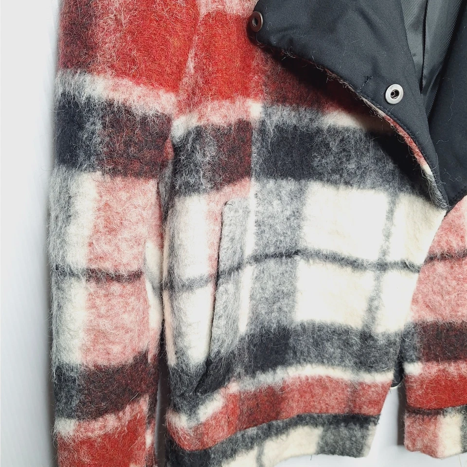 Jaqueta de Moto Zara Buffalo Xadrez Lã Mohair Feminina Média Xadrez Grunge Outono  - Imagem 3 de 4