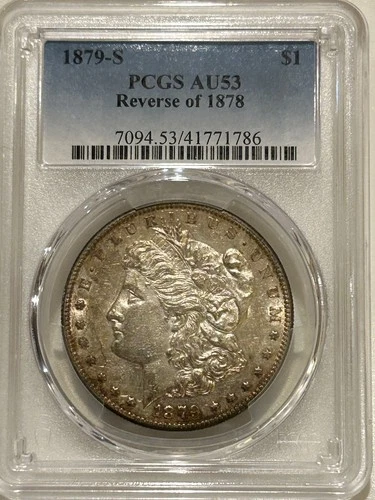 1879 S Morgan Silver Dollar Rev of 78 PCGS AU53 A Tough Top 100 Variety