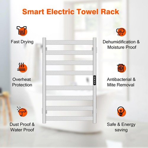Towel Warmer, Towel Heater Rack for Bathroom, 8-bar Electric Towel Dryer Wall... - Picture 3 of 6