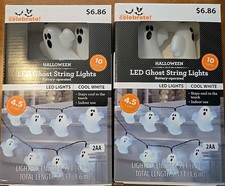 LOT Of 2 10 String Lights Halloween White GHOSTS Battery OPERATED, NEW