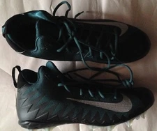 NEW NIKE MEN ALPHA MENACE PRO MID FOOTBALL BLACK/GREEN CLEATS SHOES 13.5 