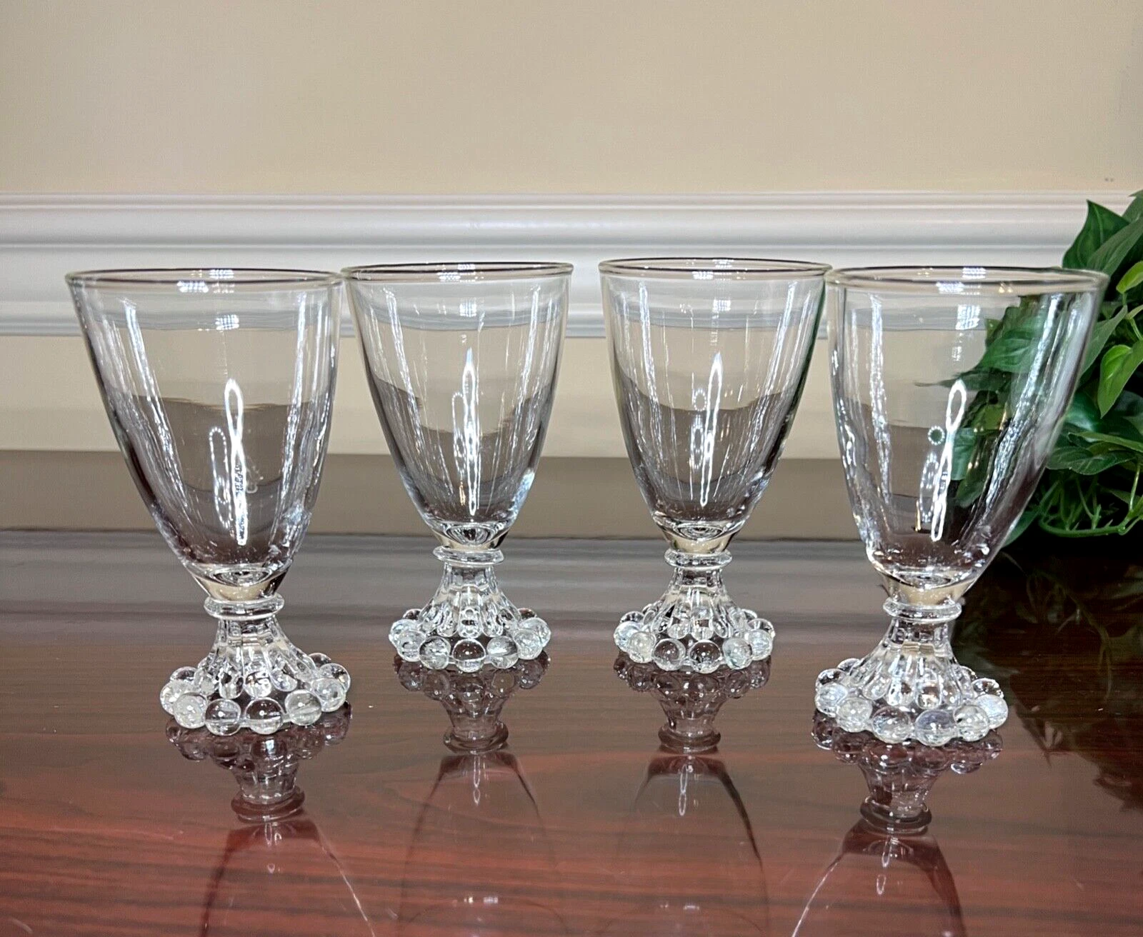 Vintage Set of 4 Anchor Hocking BERWICK BOOPIE CLEAR 4.5" Juice Wine Glasses