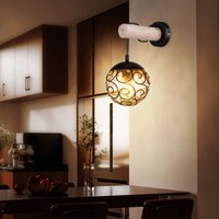 Wandleuchte Wandlampe Wohnzimmerlampe Amber E27 Flurlampe Kugel HäNgend H 36 Cm