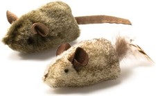 Play-N-Squeak Twice the Mice Cat Toy, 2pc (Interactive Catnip Toy, Real Mouse...