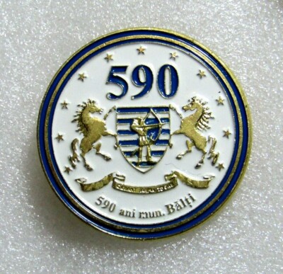 Municipality of Balti Beltsy Moldova - 590 years of the city pin badge RARE!