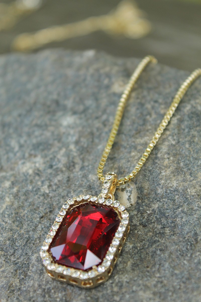 国内未入荷 BLIND / NO PLAN - Plated Logo Rhinestone Necklace NEW STONE PENDANT &2mm/24