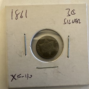 1861 Three Cent Silver Piece Trime 3c Type 3 CIVIL WAR DATE. RARE. You Judge. VN