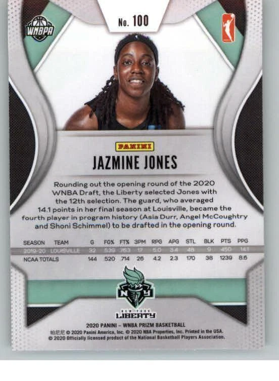 2020 Panini Prizm WNBA #100 Jazmine Jones (ref 126357) - Image 2 of 2