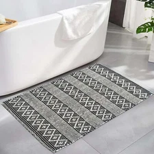 Black & Ivory Boho Throw Rug 2x3 Feet |hand Woven Farmhouse Rug | Great In Kitch