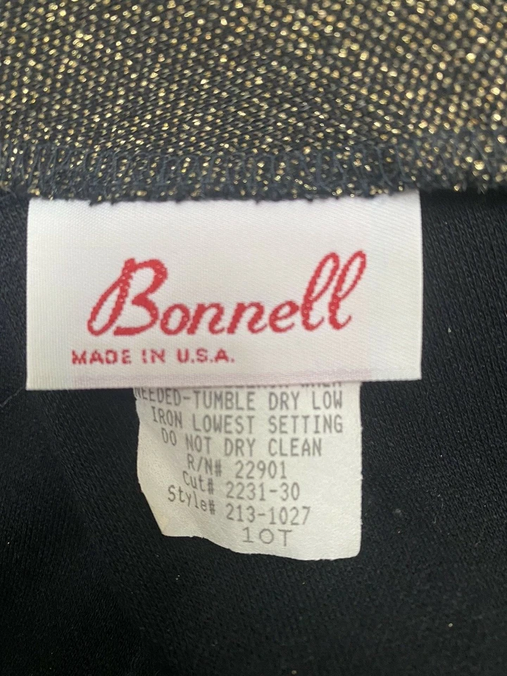 Vestido vintage TAMANHO 10 ALTURA malha metálica ouro preto BONNELL 80s 90s modesto - Imagem 2 de 4