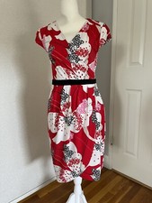 New York & Company Red Floral Tulip Bottom Stretch Dress Size XS