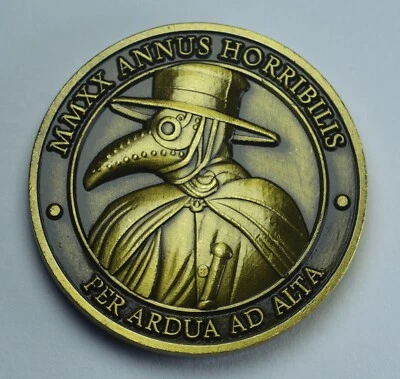 I SURVIVED 2020 Commemorative Coin. Antique Gold. Embossed 3D Effect. Lockdown