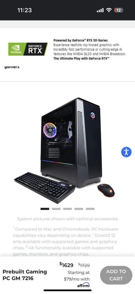 Cyberpower Gaming Pc 7216 + monitor curvo, teclado, ratón, alfombrilla de ratón Foto 3 de 4