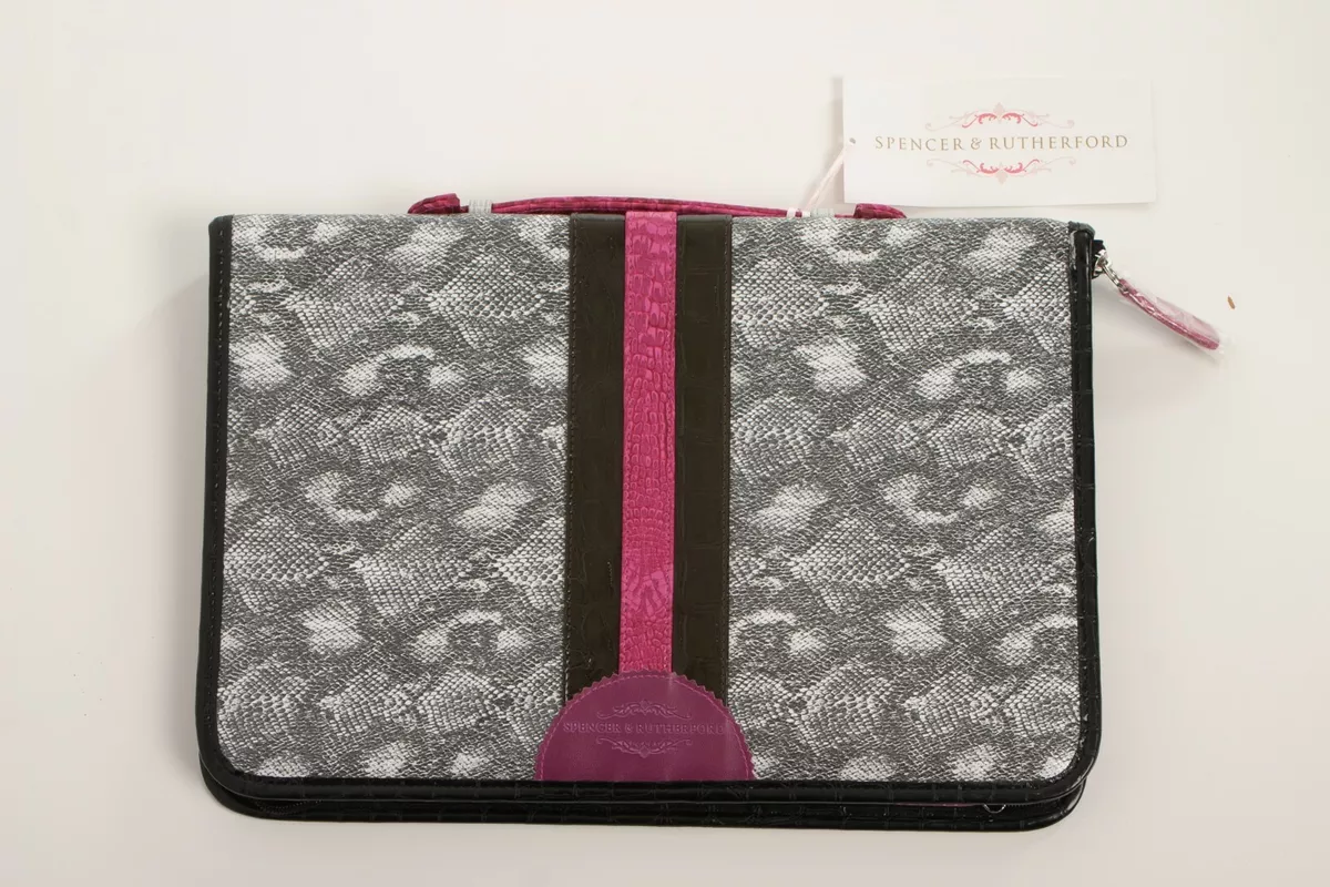 Spencer u0026 Rutherford Leather Snakeskin Print Laptop Case Bag Black Print |  eBay