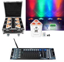 Rockville ROCKWEDGE PACKAGE White 6 Battery Lights Case Wireless DMX Controller