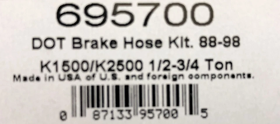 Russell Stainless Brake Hose Line Kit 1989-98 Chevy GMC K1500 K2500 4WD 4" Lift - Image 2 of 2