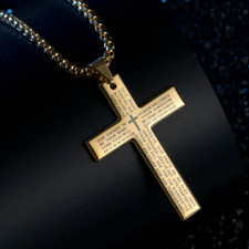 Prayer Bible Cross Necklace | Unisex Cross | Stainless Steel Christian Cross