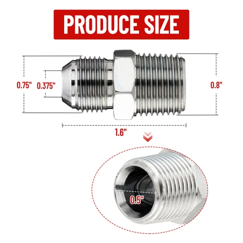 Confezione 10 Raccordi Adattatore Tubo Idraulico: 1/2" JIC 37° Maschio x 1/2" NPT Maschio USA - Foto 5 di 15