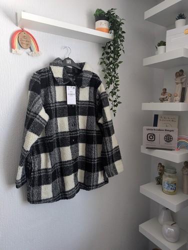 new Yours Curve Women's Plus Size Checked Fleece Jacket UK 20 Cute Spring Warm - Picture 6 of 17