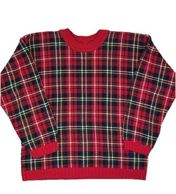 Vintage Northern Reflections Mens Pullover Sweater Red Plaid Heavyweight Size L