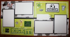 Soccer scrapbook pages :2 each 12 x 12 handmade assembled sports pages premade