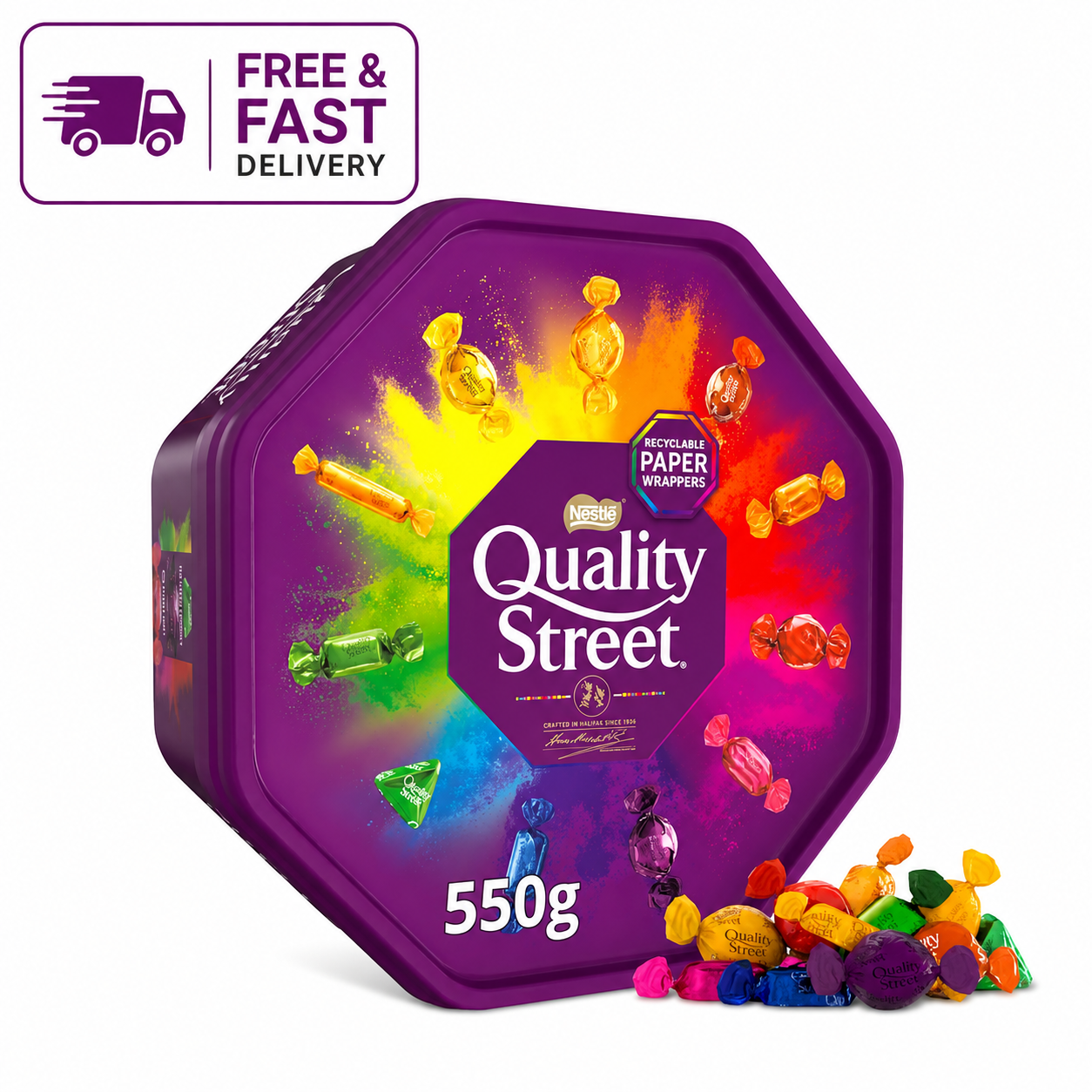 Nestle Quality Street Chocolate Tub 550g Assorted Sweets Gift Vegetarian