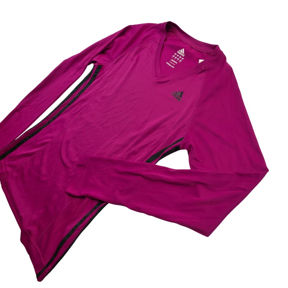Adidas Long Sleeve Running Shirt S Purple Pink Poly Spandex Stretch Athletic Y2K - Image 4 of 4