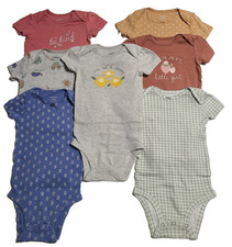 CARTERS Girls Bodysuits Lot Of 7 SIZE 12 Months Multicolor Cotton