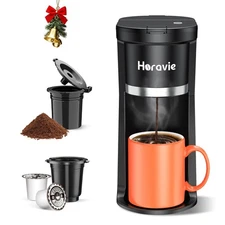 Small Single Serve Coffee Maker, Fast Brew One Cup Coffee Machine for K Cup a...