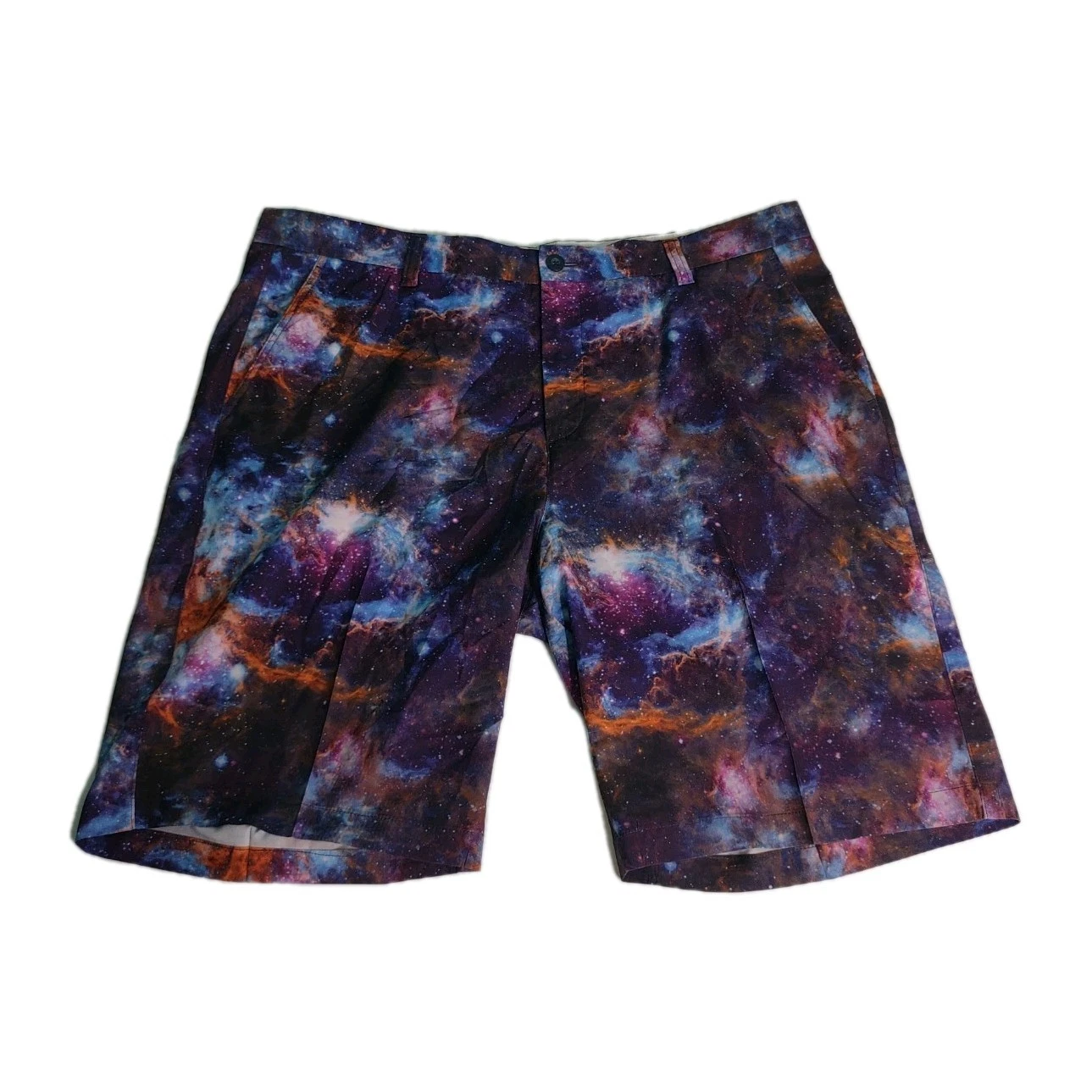 Hreski Golf Shorts Mens Sz 38 Outer Space Galaxy Print Performance Stretch