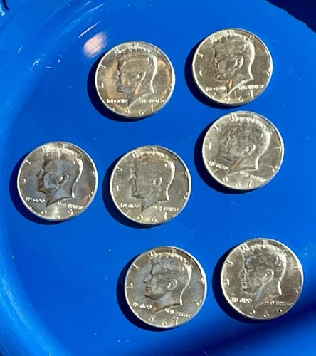 1965-69 Kennedy Half Dollars 40% Silver Lot Of 7 AU Circulated Uncertified