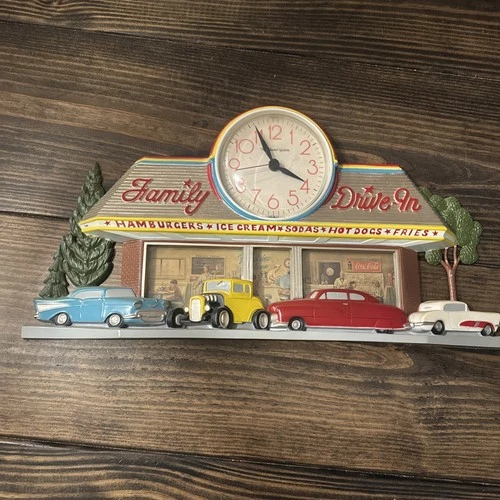 Coca-Cola Vintage Plastic Family Drive-In Diner Wall Clock