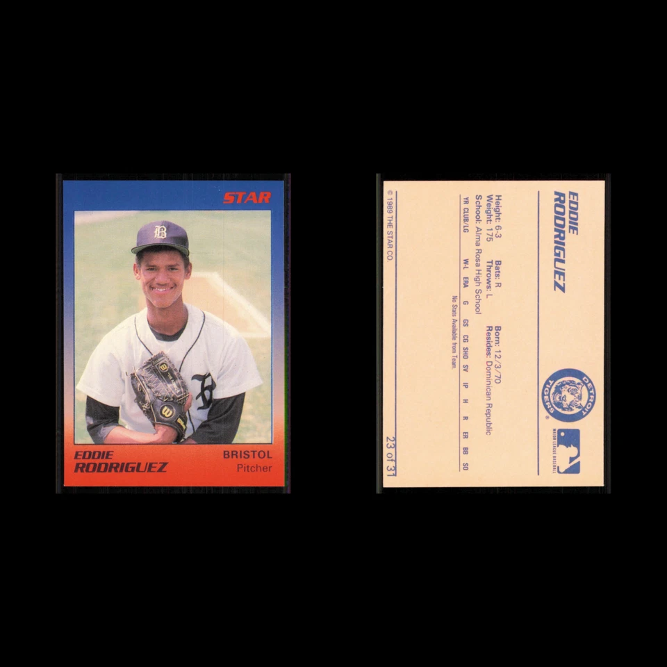 Eddie Rodriguez #23 1989 Star Minor League Bristol Tigers Baseball Card MLB NM - Image 3 of 3