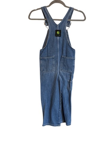 John Deere Boys Kids Blue Denim Bib Overalls Size 6 Reg Pockets Outdoors Farming - Picture 4 of 9