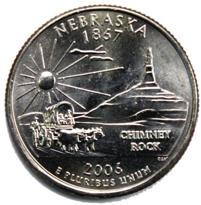 2006 P Nebraska State Quarter Cent Coin From US Mint 25 Cents