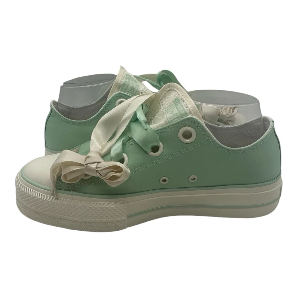 Converse All Star CTAS Lift Ox Shoes Women's Size 8 Sticky Aloe Green Satin - Image 3 of 4