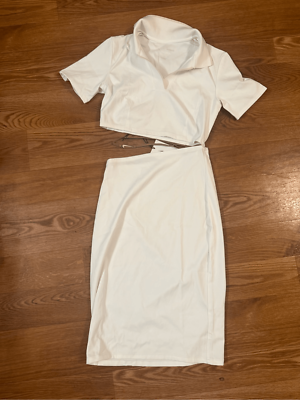NWT Nike x Jacquemus Cream La Robe Polo Split Midi Dress Small | eBay