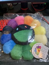 Takashi Murakami Rainbow Black Flower Cushion plush 30cm kaikai Kiki