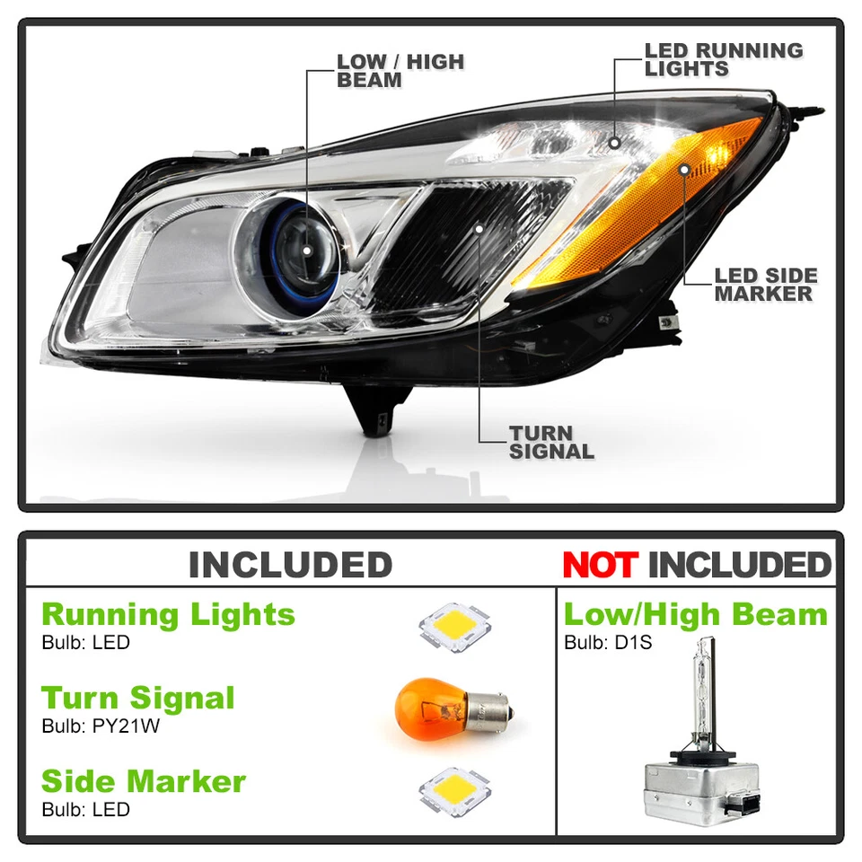 Buick Regal 2012-2013 tipo HID/Xenón con anillo azul proyector faro - conductor Foto 4 de 4