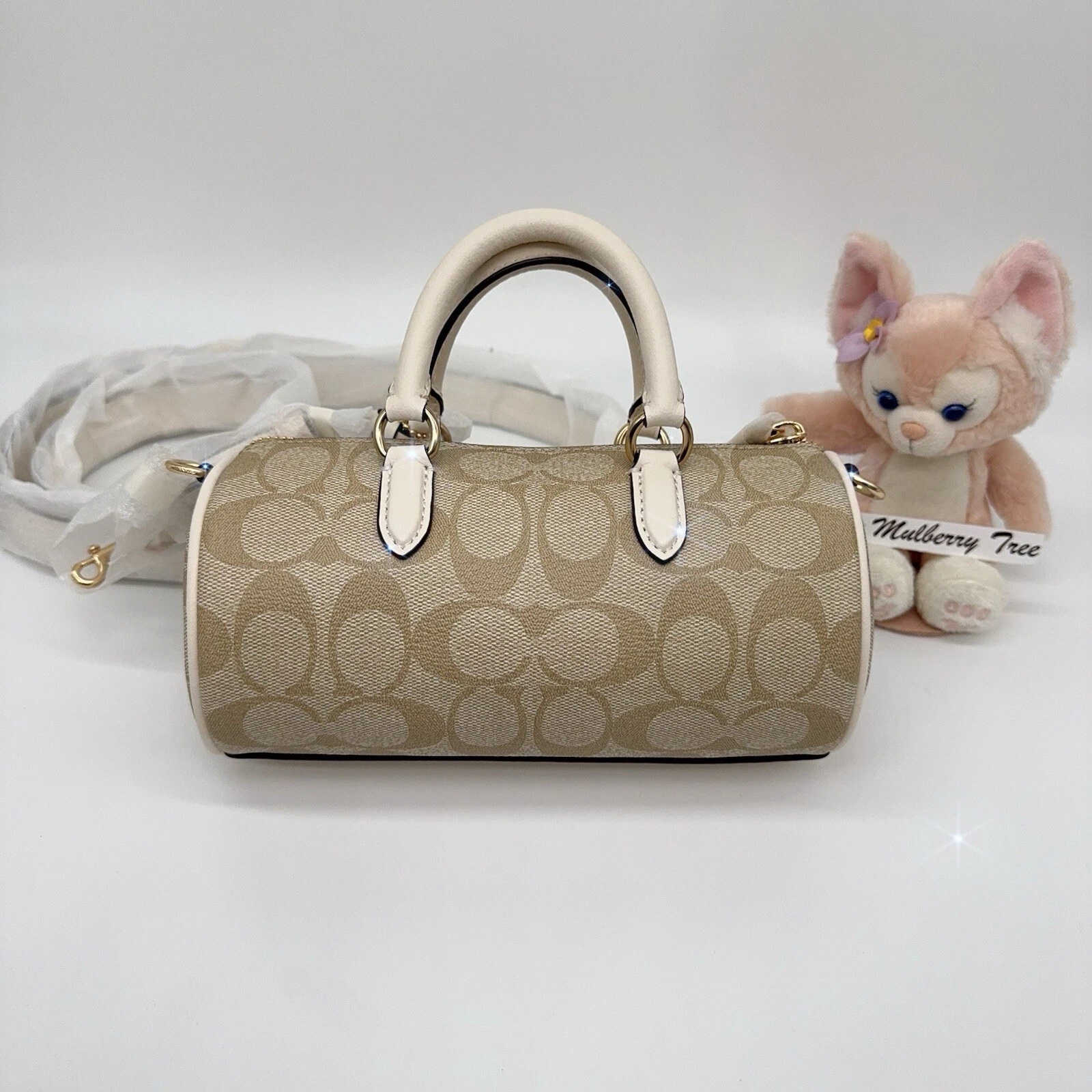 Borsa a tracolla Coach Lacey manico superiore firma tela gesso nappa cachi CK689