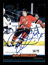 1999-00 Pacific #243 Lyle Odelein Ice Blue #/75 HAND SIGNED AUTO