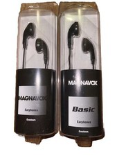 New 2X Magnavox Earphones Earbuds Clear Sound Silicon Comfort Band 13mm driver