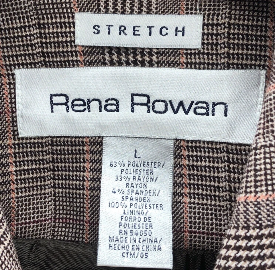Conjunto de pantalones para mujer Rena Rowan abrigo de coche talla grande pantalones 14 cuadros marrón Foto 4 de 4